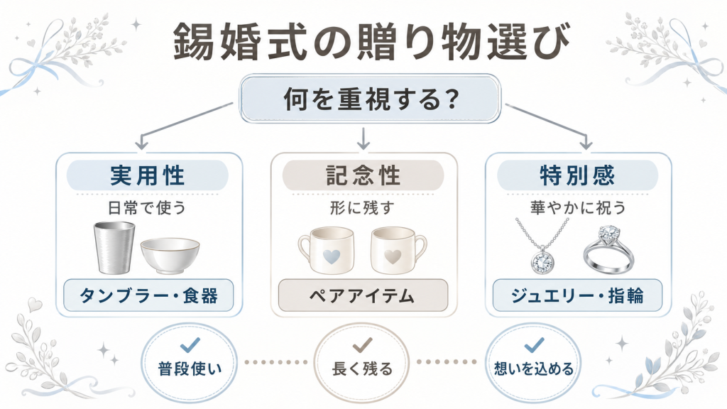 錫婚式の贈り物選び