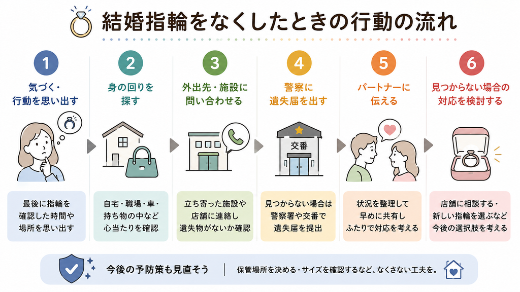 結婚指輪をなくしたときの行動の流れ