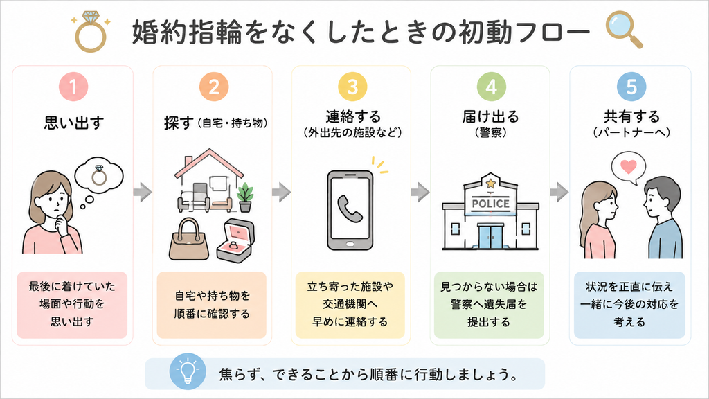 婚約指輪をなくしたときの初動フロー